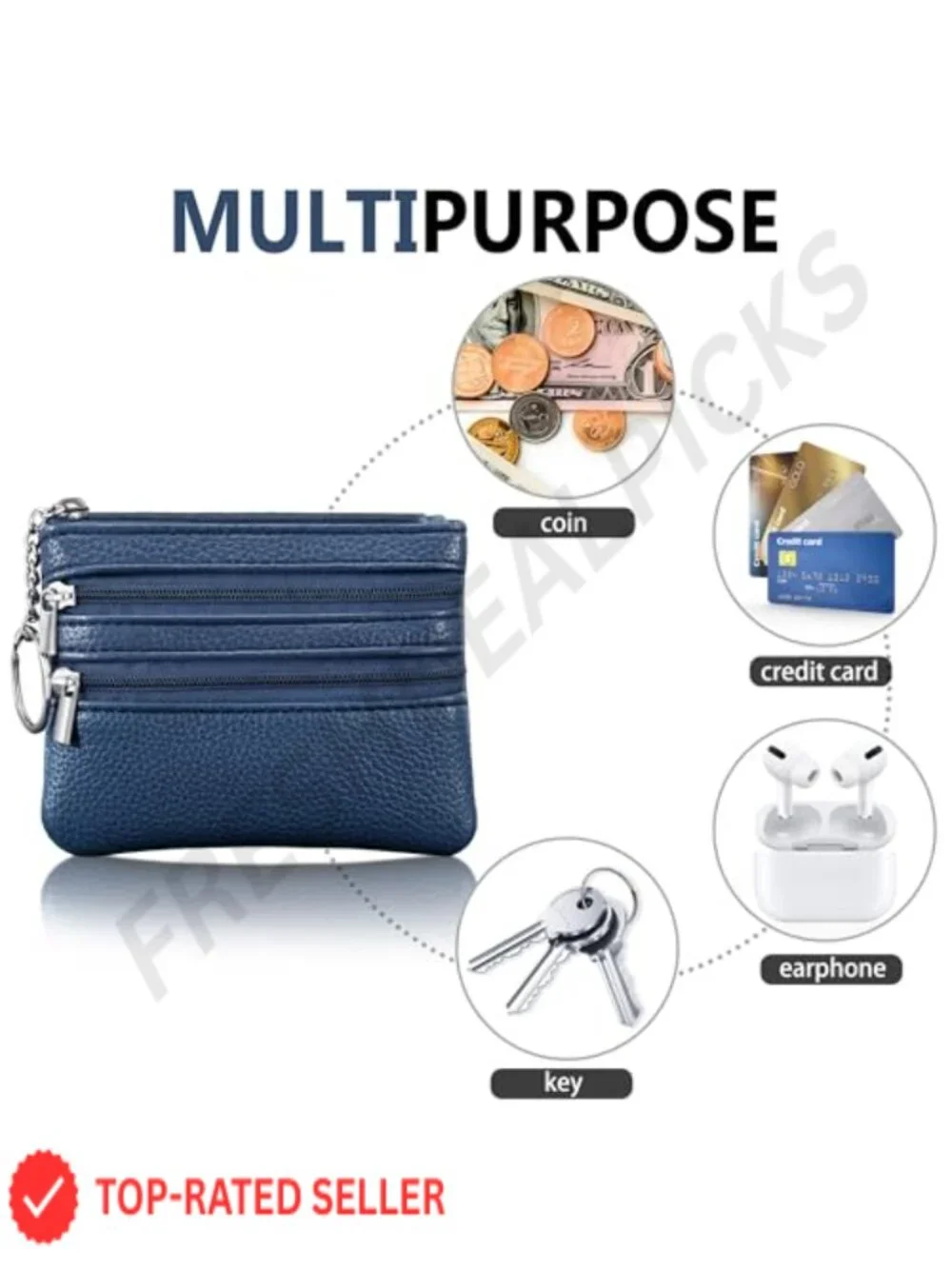 2 Pack Coin Purse Pouch Change Card Holder Wallet with Keychain for Women and